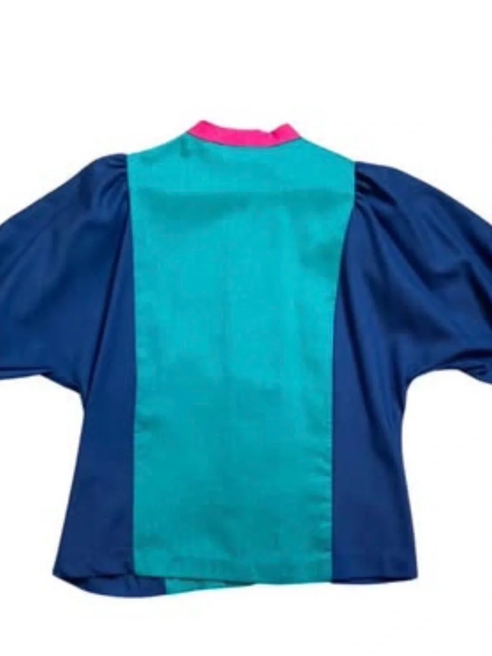 Vintage Teal & Navy Matching Two-Piece Set Size S | Retro Blouse + Skirt
